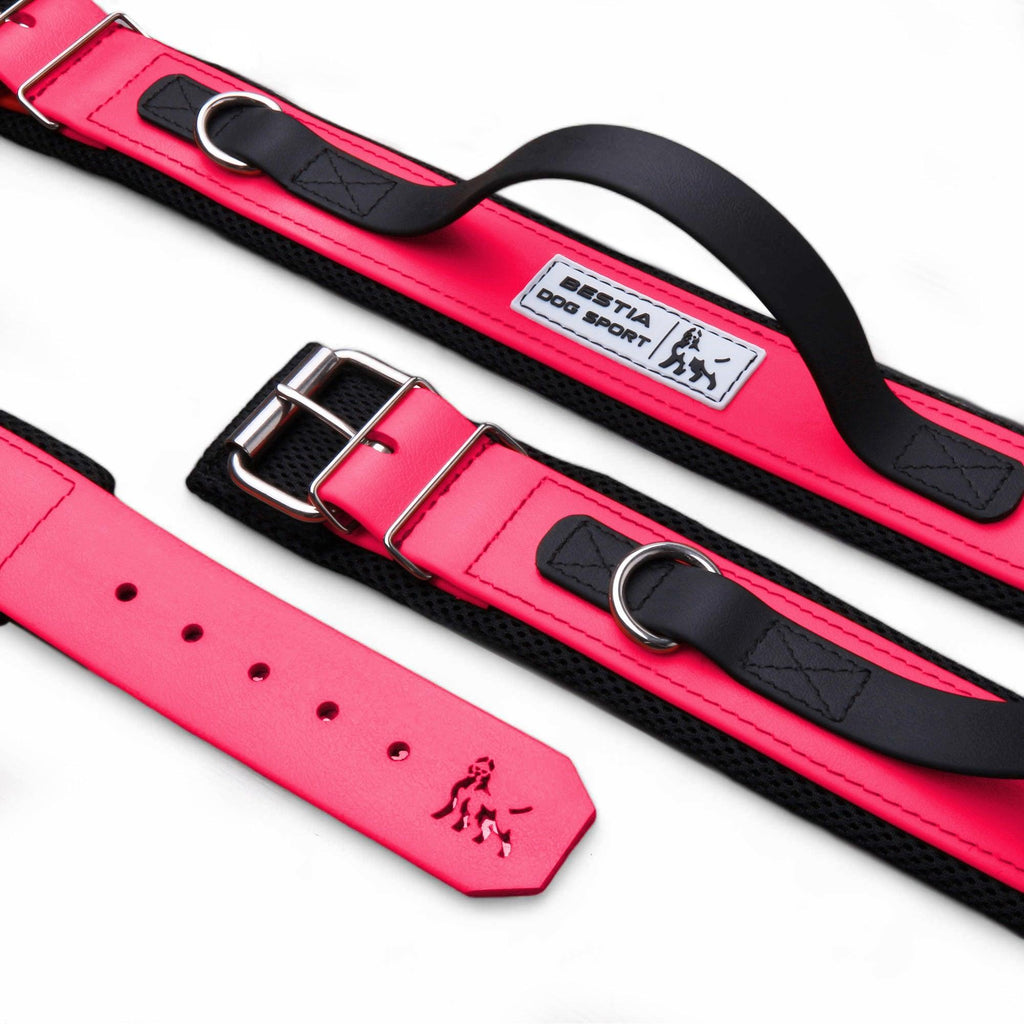 Collare con Maniglia Bestia Dog Sport – Rosa Neon per Cani | Shop Zampettando