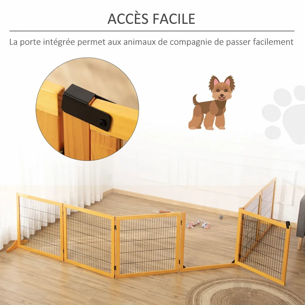 Barriera di sicurezza per cani in legno, dettaglio del sistema di chiusura
