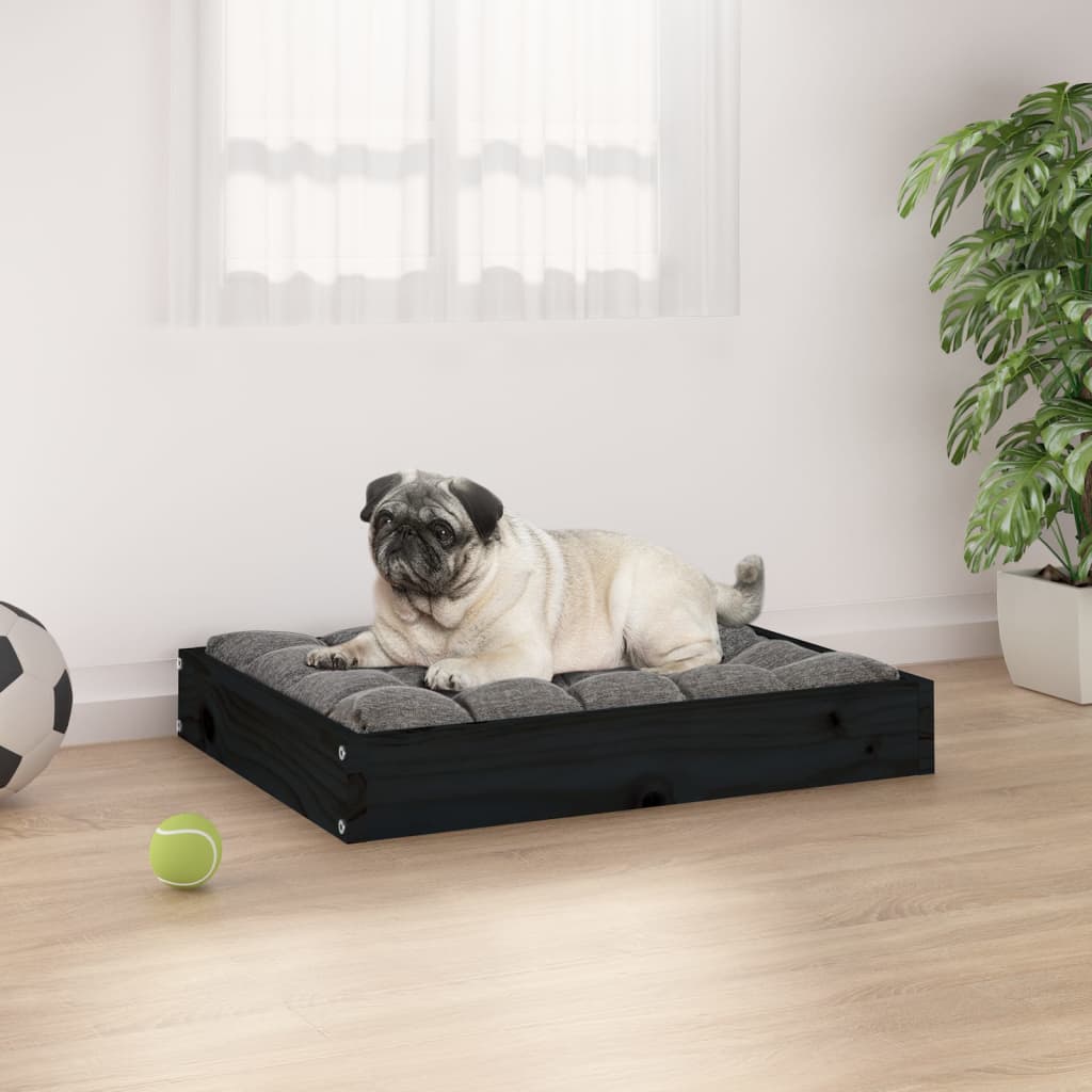 NNEVL Dog Bed Black 61.5x49x9 cm Solid Wood Pine