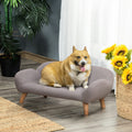 Divano per Cani – Canapé Grigio in Tessuto con Piedi in Legno 72x44x31 cm
