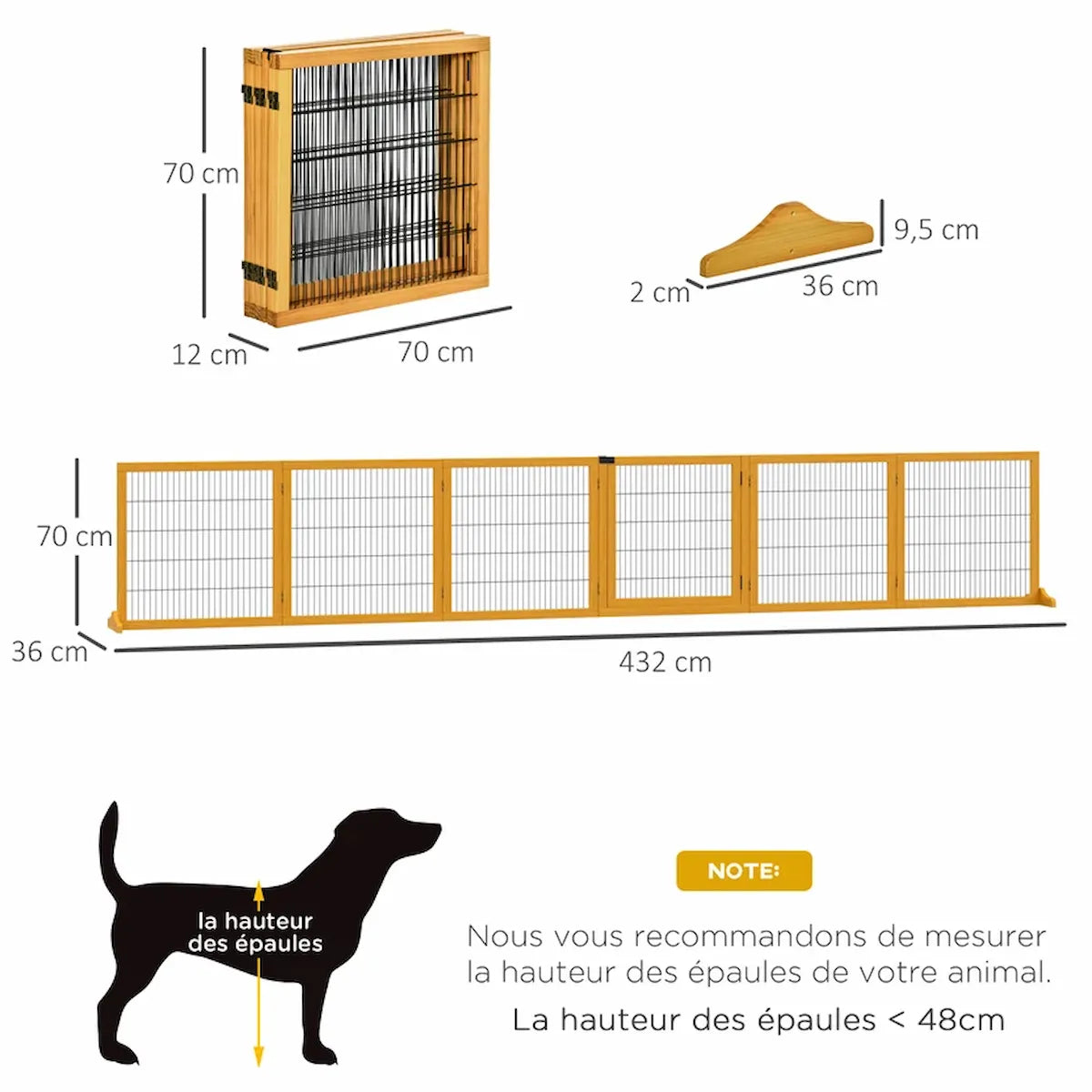 Barriere modulari per cani in legno montate su scala, vista laterale