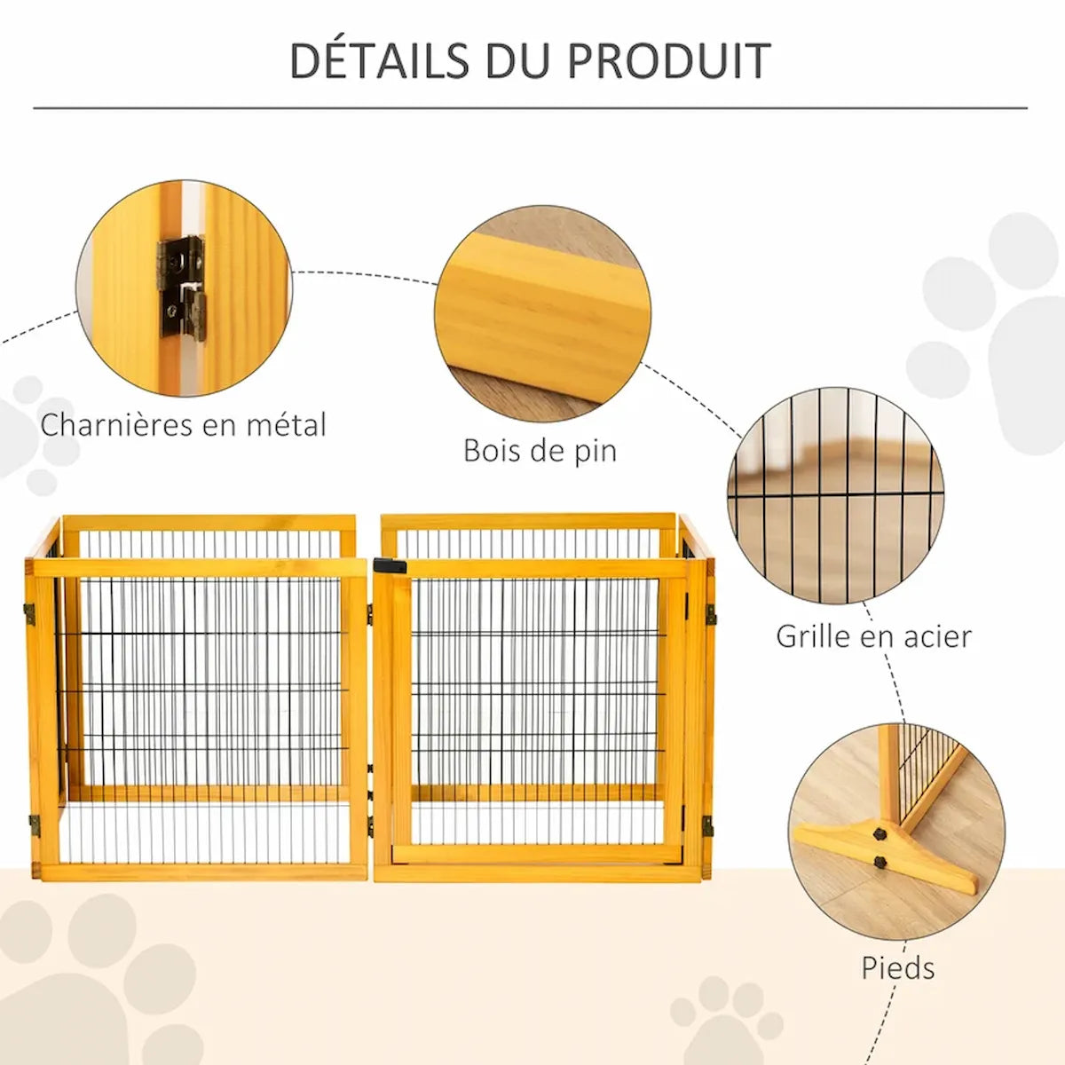 Barriere in legno per cani Set da 2, imballaggio e contenuto della confezione