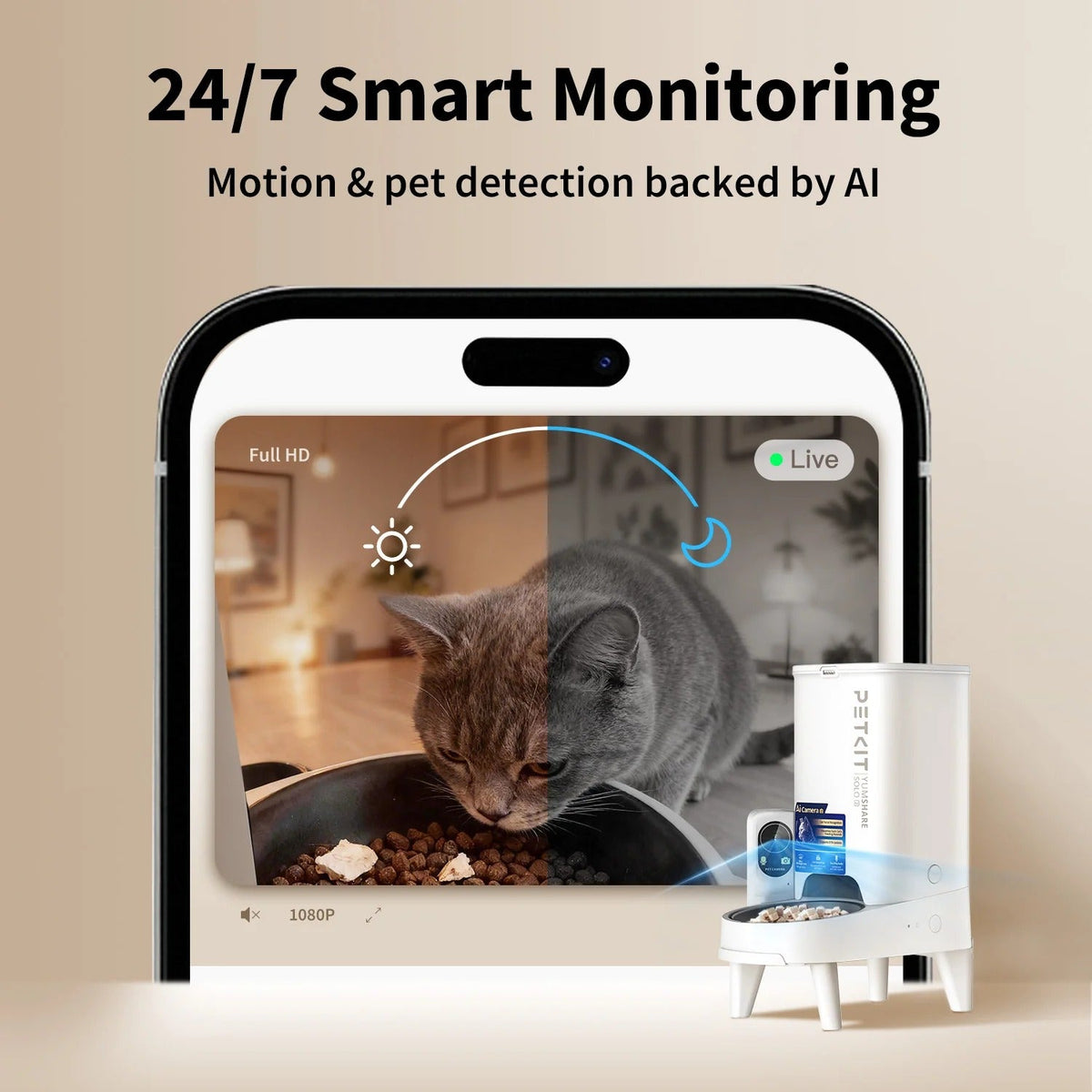 Distributore Cibo Automatico per Gatti con Telecamera YumShare Solo 2 Petkit
