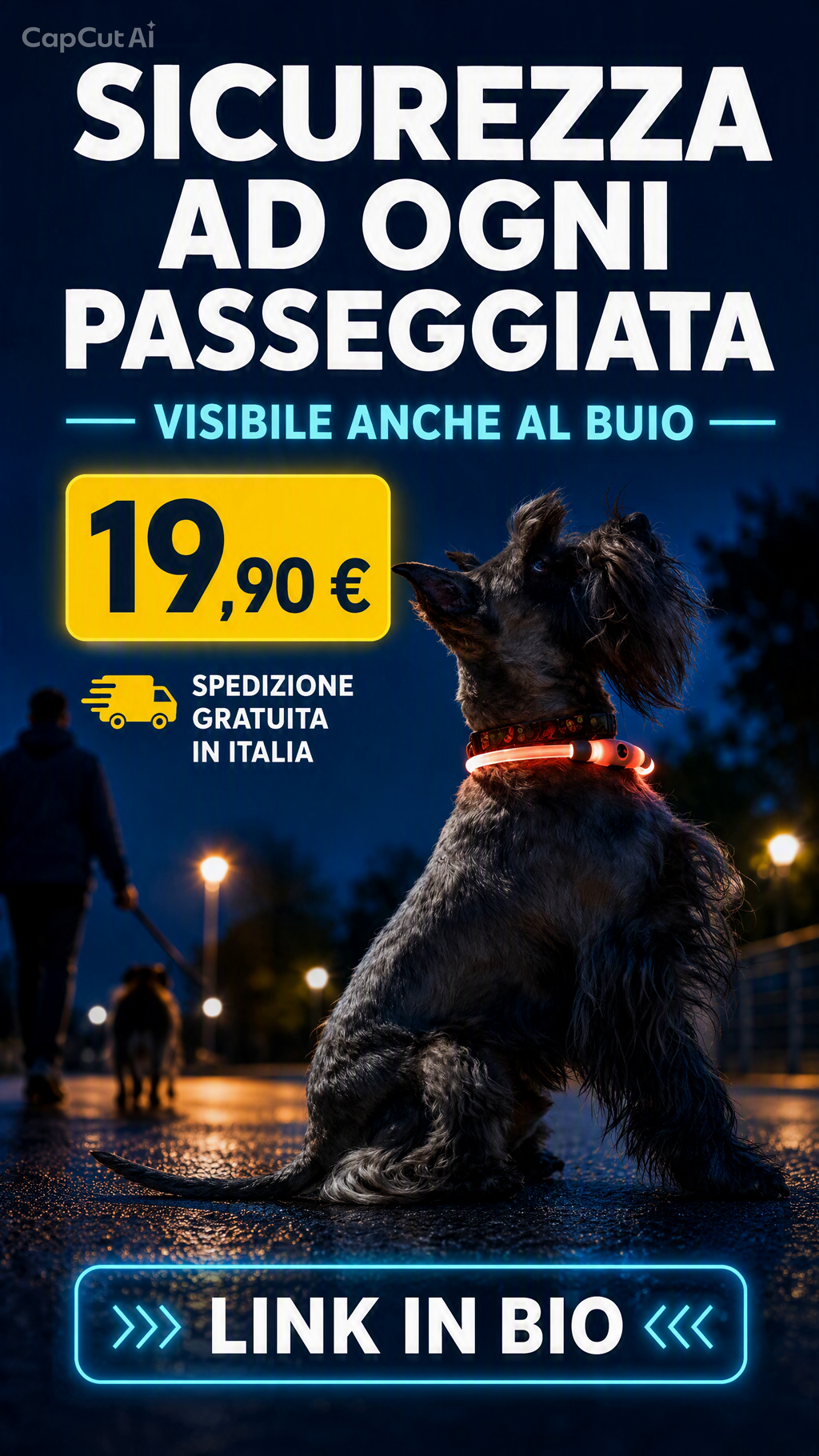 Collare a LED Luminoso e Ricaricabile per Animali