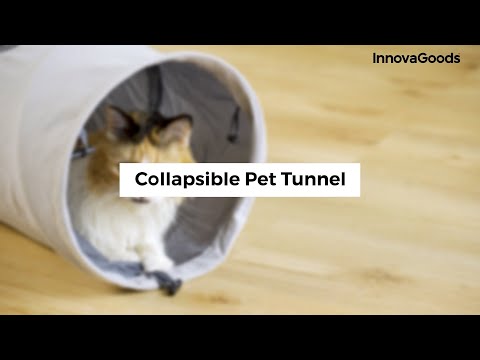 Tunnel Pieghevole per Gatti e Animali Domestici Funnyl InnovaGoods – Giocattolo e Rifugio 2 in 1 Grigio ($\varnothing 25 \times 114 \text{ cm}$)