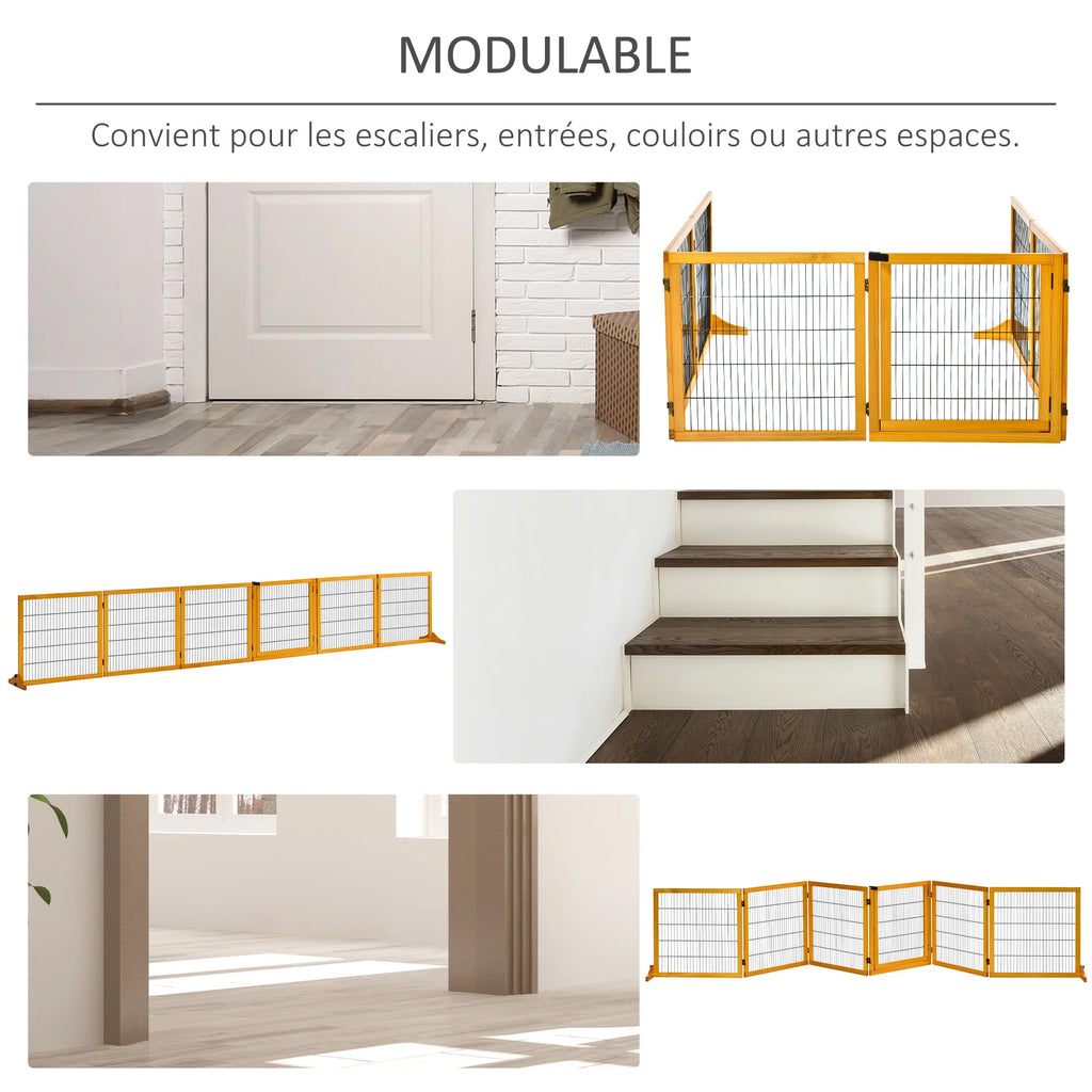 Barriere di sicurezza per cani modulari in legno – Set da 2, vista frontale